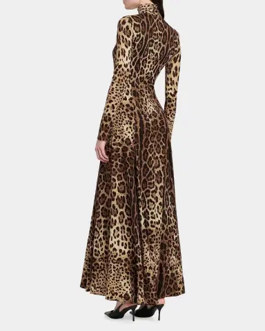 Dolce & Gabbana Leopard Silk Charmeuse Maxi Dress | Thumbnail 3 Dolce & Gabbana Leopard Silk Charmeuse Maxi Dress | Thumbnail 3