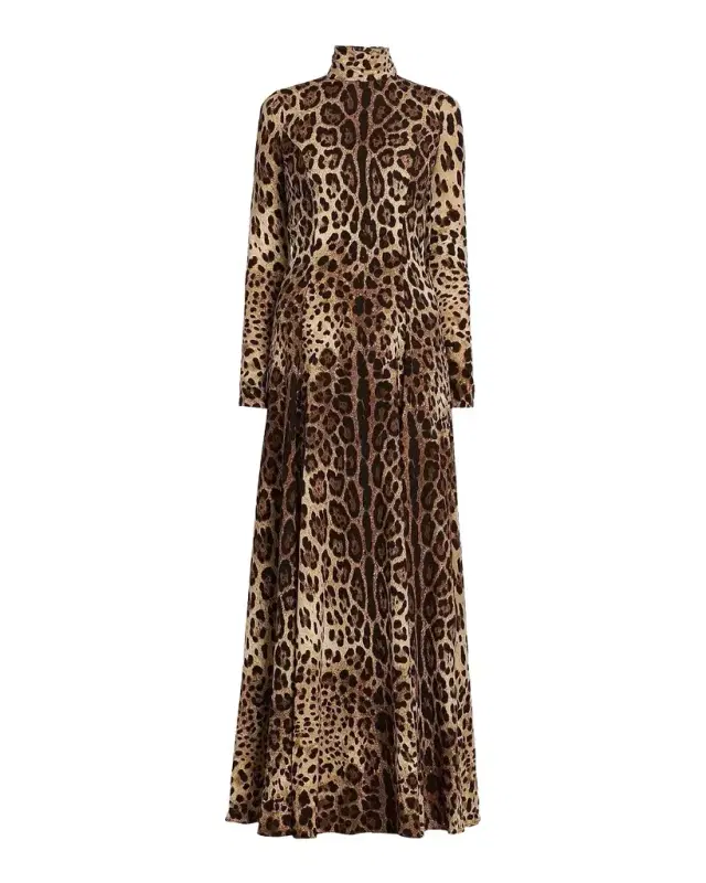 Dolce & Gabbana Leopard Silk Charmeuse Maxi Dress