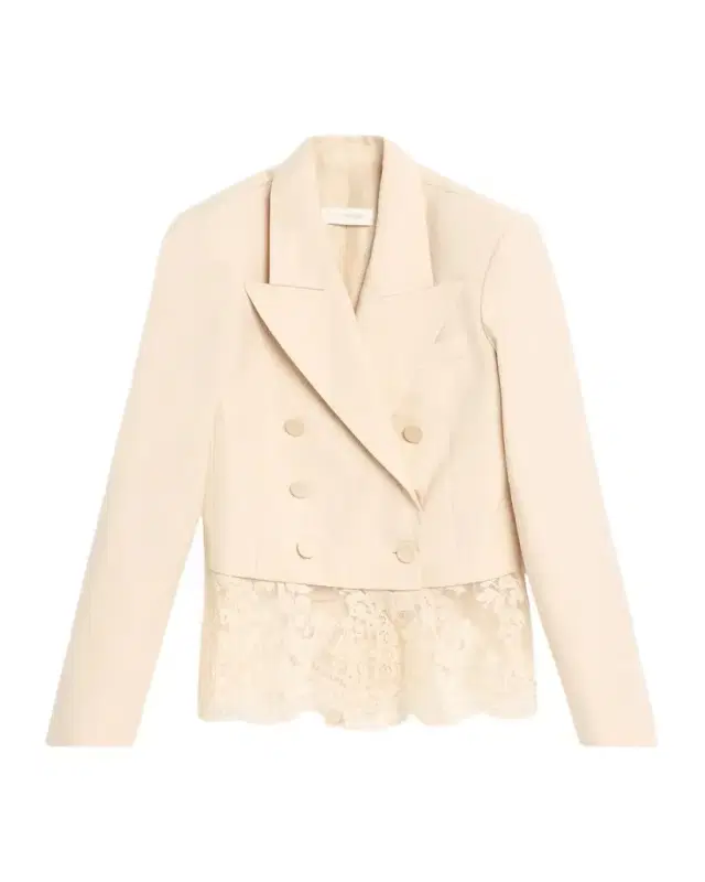 Zimmermann Lace-Trim Wool-Blend Double-Breasted Jacket