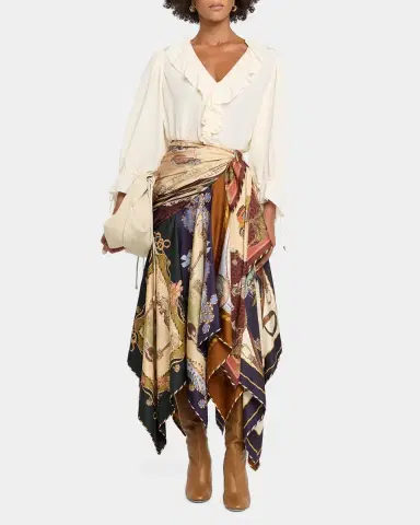 Zimmermann Valiant Draped Silk Scarf Skirt | Thumbnail 2