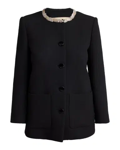 Valentino Garavani Crystal Embroidered Collarless Single-Breasted Coat | Thumbnail 3 Valentino Garavani Crystal Embroidered Collarless Single-Breasted Coat | Thumbnail 3