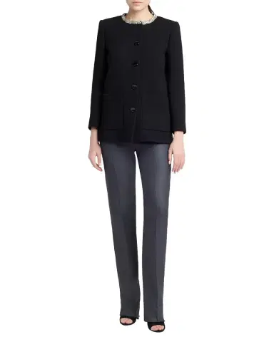 Valentino Garavani Crystal Embroidered Collarless Single-Breasted Coat | Thumbnail 4 Valentino Garavani Crystal Embroidered Collarless Single-Breasted Coat | Thumbnail 4