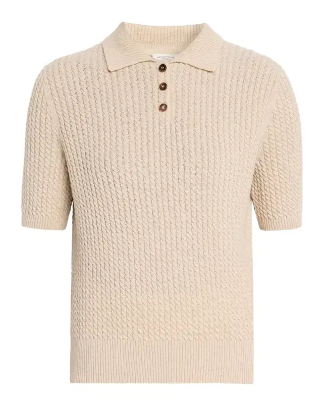 Lafayette 148 New York Cable-Knit Cashmere Polo Sweater