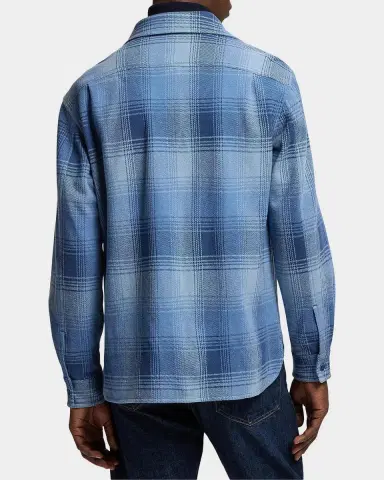 Ralph Lauren Purple Label Men's Plaid Stretch Cotton-Cashmere Shirt | Thumbnail 3