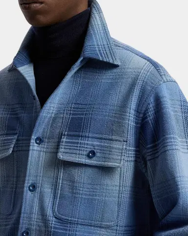 Ralph Lauren Purple Label Men's Plaid Stretch Cotton-Cashmere Shirt | Thumbnail 5