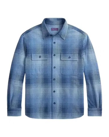 Ralph Lauren Purple Label Men's Plaid Stretch Cotton-Cashmere Shirt | Thumbnail 1