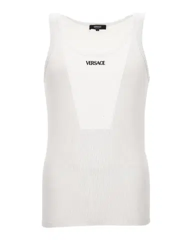 Versace Logo Rib-Knit Cotton Tank | Thumbnail 1 Versace Logo Rib-Knit Cotton Tank | Thumbnail 1