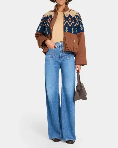 Veronica Beard Knoll Geometric Fleece & Cotton Canvas Zip-Up Jacket | Thumbnail 2