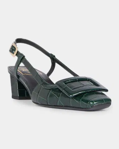 Roger Vivier Belle Vivier 45MM Croc-Embossed Leather Slingback Pumps | Thumbnail 6