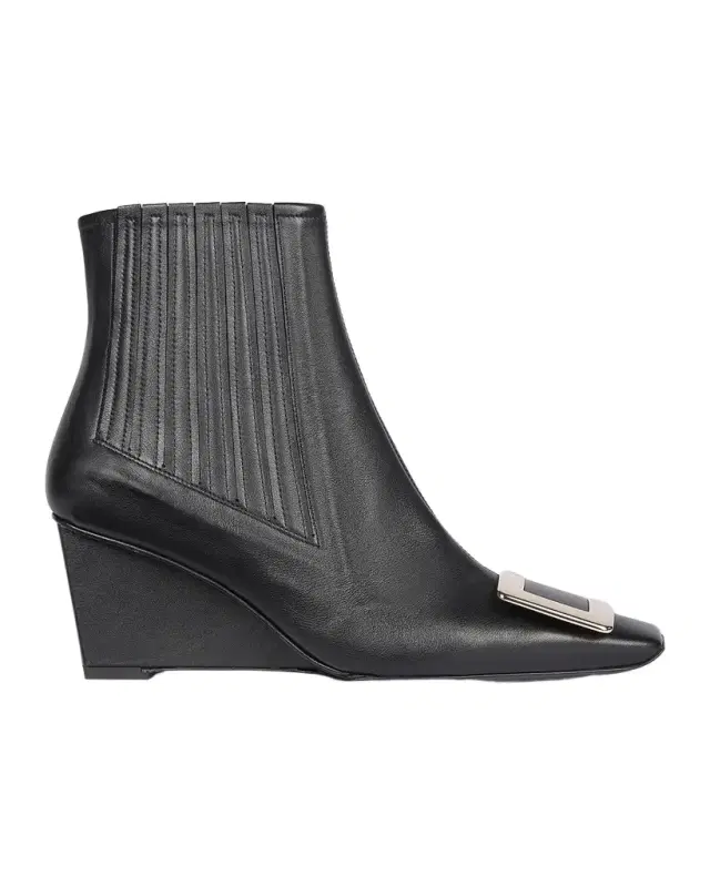 Roger Vivier Belle Vivier 60MM Leather Wedge-Heel Ankle Boots