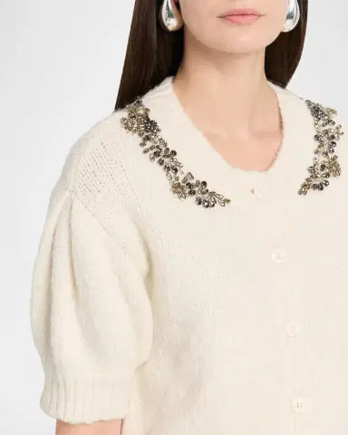 Cinq à Sept Millicent Crystal-Lace Alpaca-Blend Cardigan | Thumbnail 5