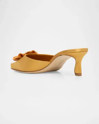 Manolo Blahnik 50mm Caulon Floral Applique Satin Mule Pumps | Thumbnail 4 Manolo Blahnik 50mm Caulon Floral Applique Satin Mule Pumps | Thumbnail 4