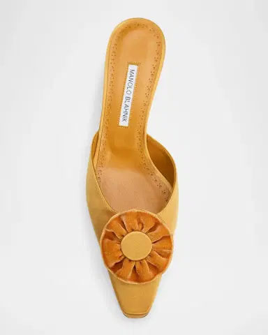 Manolo Blahnik 50mm Caulon Floral Applique Satin Mule Pumps | Thumbnail 6 Manolo Blahnik 50mm Caulon Floral Applique Satin Mule Pumps | Thumbnail 6
