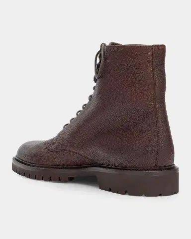 Brunello Cucinelli Men's Grained Leather Shearling-Lined Ankle Boots | Thumbnail 2