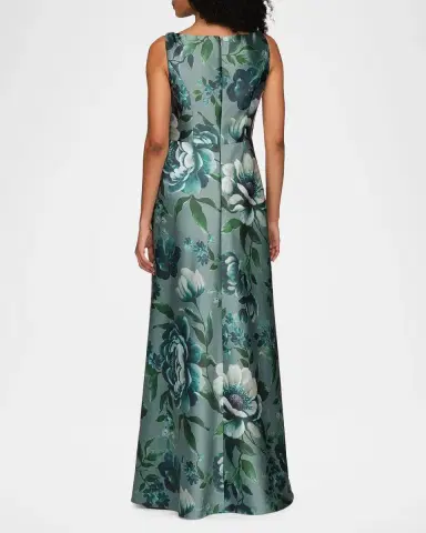 Kay Unger New York Isabelle Floral-Print Walk-Thru Jumpsuit | Thumbnail 3