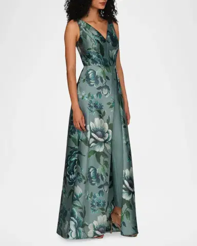 Kay Unger New York Isabelle Floral-Print Walk-Thru Jumpsuit | Thumbnail 4