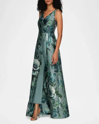 Kay Unger New York Isabelle Floral-Print Walk-Thru Jumpsuit | Thumbnail 6