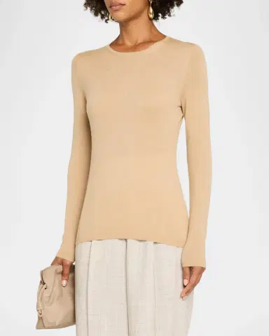 Neiman Marcus Superfine Cashmere Crewneck Sweater | Thumbnail 4 Neiman Marcus Superfine Cashmere Crewneck Sweater | Thumbnail 4