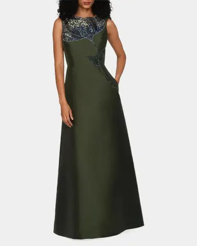 Kay Unger New York Charlene Beaded Taffeta A-Line Gown | Thumbnail 2