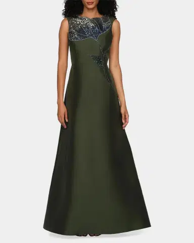 Kay Unger New York Charlene Beaded Taffeta A-Line Gown | Thumbnail 4