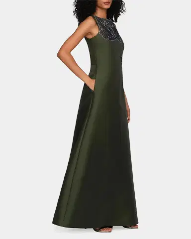 Kay Unger New York Charlene Beaded Taffeta A-Line Gown | Thumbnail 7
