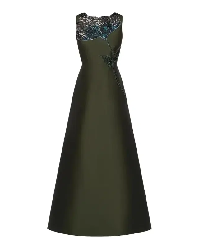 Kay Unger New York Charlene Beaded Taffeta A-Line Gown