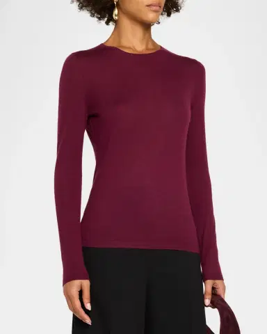 Neiman Marcus Superfine Cashmere Crewneck Sweater | Thumbnail 4