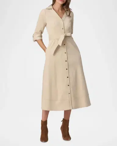 Shoshanna Raine Snap-Front Cotton Corduroy Midi Dress | Thumbnail 2