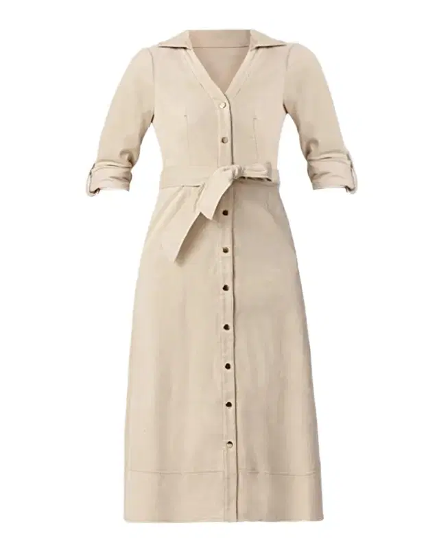 Shoshanna Raine Snap-Front Cotton Corduroy Midi Dress