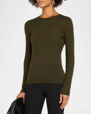 Neiman Marcus Superfine Cashmere Crewneck Sweater | Thumbnail 4 Neiman Marcus Superfine Cashmere Crewneck Sweater | Thumbnail 4