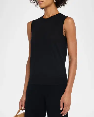 Neiman Marcus Superfine Cashmere Crewneck Shell | Thumbnail 4 Neiman Marcus Superfine Cashmere Crewneck Shell | Thumbnail 4