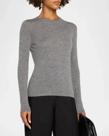 Neiman Marcus Superfine Cashmere Crewneck Sweater | Thumbnail 4 Neiman Marcus Superfine Cashmere Crewneck Sweater | Thumbnail 4