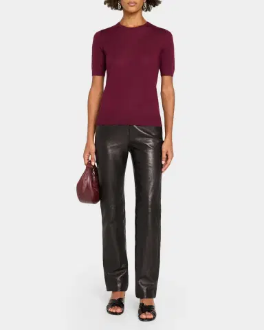 Neiman Marcus Superfine Cashmere Short-Sleeve Sweater | Thumbnail 2 Neiman Marcus Superfine Cashmere Short-Sleeve Sweater | Thumbnail 2