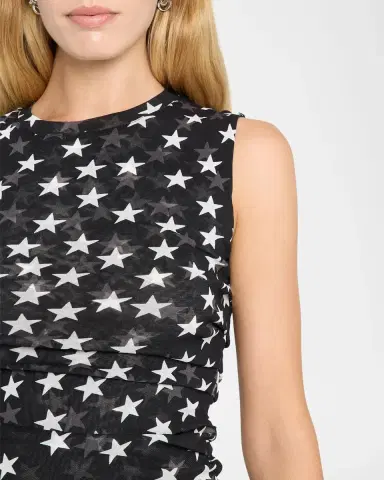 Stella McCartney Sleeveless Star-Print Ruched Mesh Top | Thumbnail 5 Stella McCartney Sleeveless Star-Print Ruched Mesh Top | Thumbnail 5