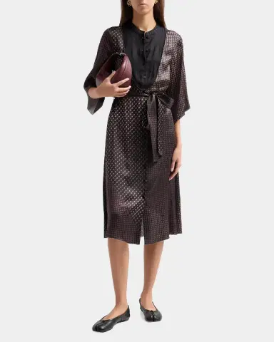 MM6 MAISON MARGIELA Belted Jacquard Silk Midi Dress | Thumbnail 2 MM6 MAISON MARGIELA Belted Jacquard Silk Midi Dress | Thumbnail 2
