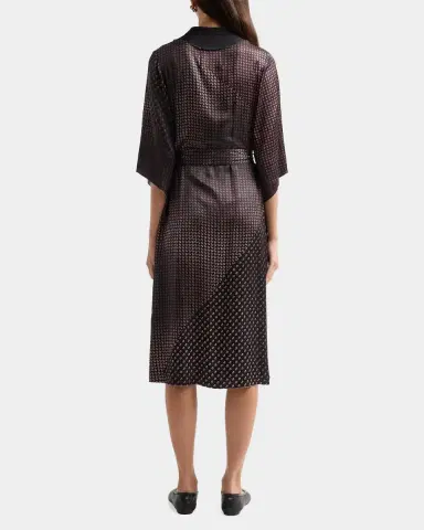 MM6 MAISON MARGIELA Belted Jacquard Silk Midi Dress | Thumbnail 3 MM6 MAISON MARGIELA Belted Jacquard Silk Midi Dress | Thumbnail 3