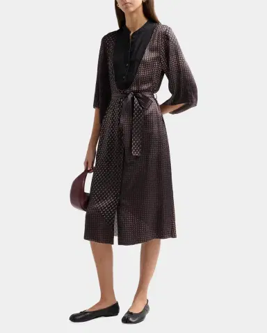 MM6 MAISON MARGIELA Belted Jacquard Silk Midi Dress | Thumbnail 4 MM6 MAISON MARGIELA Belted Jacquard Silk Midi Dress | Thumbnail 4