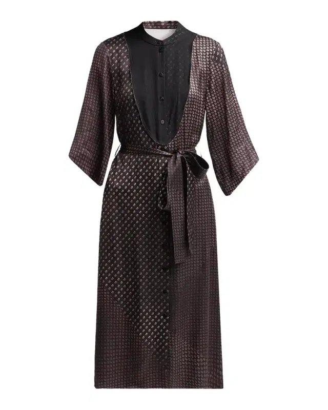 MM6 MAISON MARGIELA Belted Jacquard Silk Midi Dress