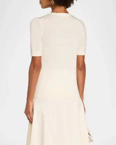 Neiman Marcus Superfine Cashmere Short-Sleeve Sweater | Thumbnail 3 Neiman Marcus Superfine Cashmere Short-Sleeve Sweater | Thumbnail 3