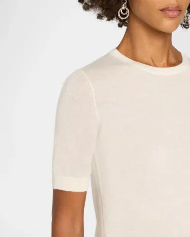 Neiman Marcus Superfine Cashmere Short-Sleeve Sweater | Thumbnail 5 Neiman Marcus Superfine Cashmere Short-Sleeve Sweater | Thumbnail 5