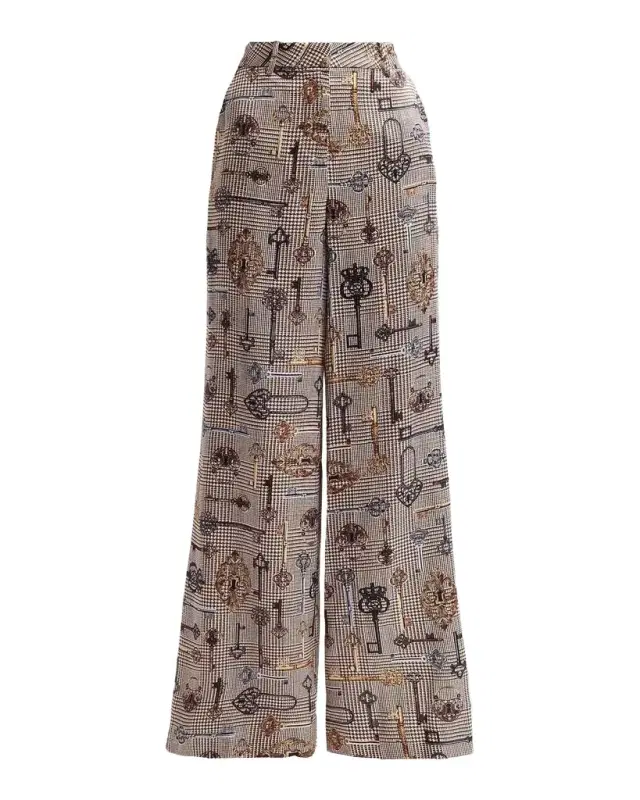 L'Agence Pilar Houndstooth Key Wide-Leg Pants