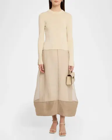Simkhai Maril Mixed Media Bubble Midi Dress | Thumbnail 2 Simkhai Maril Mixed Media Bubble Midi Dress | Thumbnail 2
