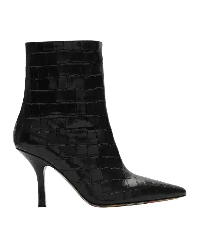 Burberry Dame 90MM Crocodile-Embossed-Leather Ankle Boots