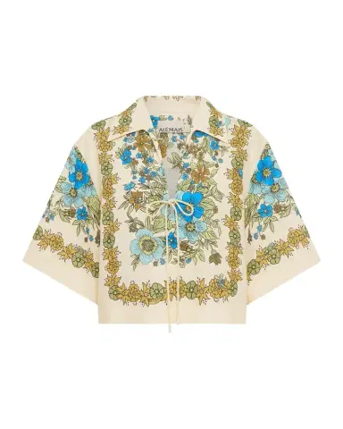 ALÉMAIS Sophia Boxy Floral-Print Linen Top | Thumbnail 1