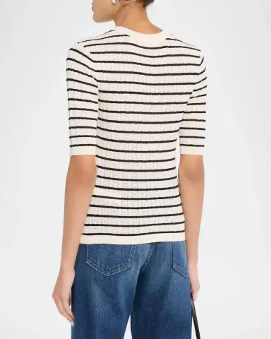 Frame The Stripe Pointelle-Knit Top | Thumbnail 3