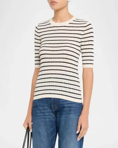Frame The Stripe Pointelle-Knit Top | Thumbnail 4