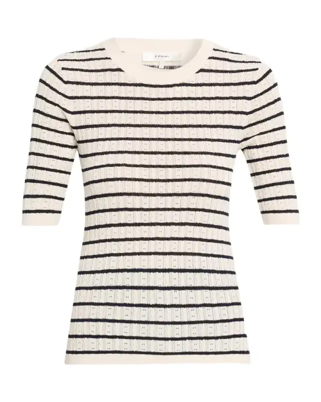 Frame The Stripe Pointelle-Knit Top