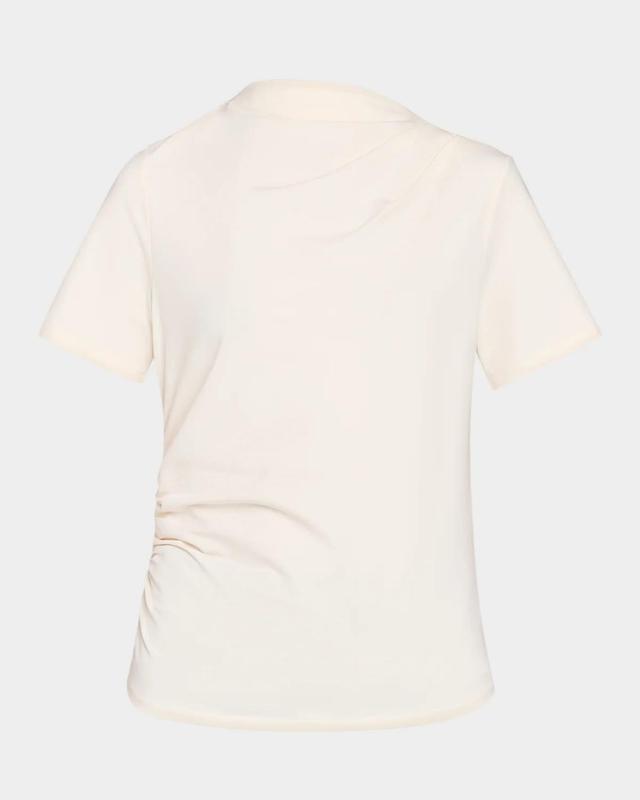 Le Jean Willow Cotton-Blend Draped T-Shirt