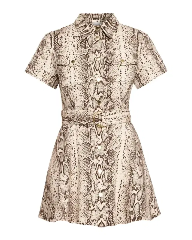 Cara Cara Walter Snakeskin-Printed Cotton Canvas Mini Dress