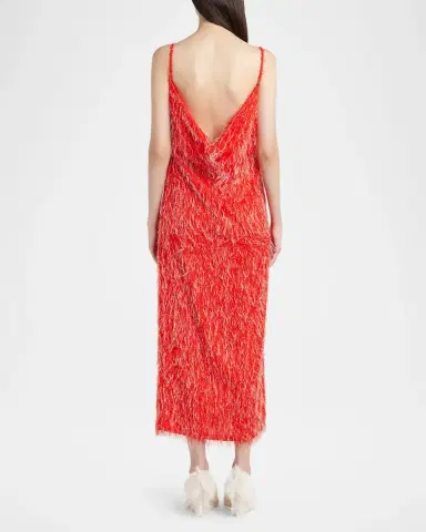 Bottega Veneta Viscose Fil Coupe Fringed Backless Midi Slip Dress | Thumbnail 3 Bottega Veneta Viscose Fil Coupe Fringed Backless Midi Slip Dress | Thumbnail 3
